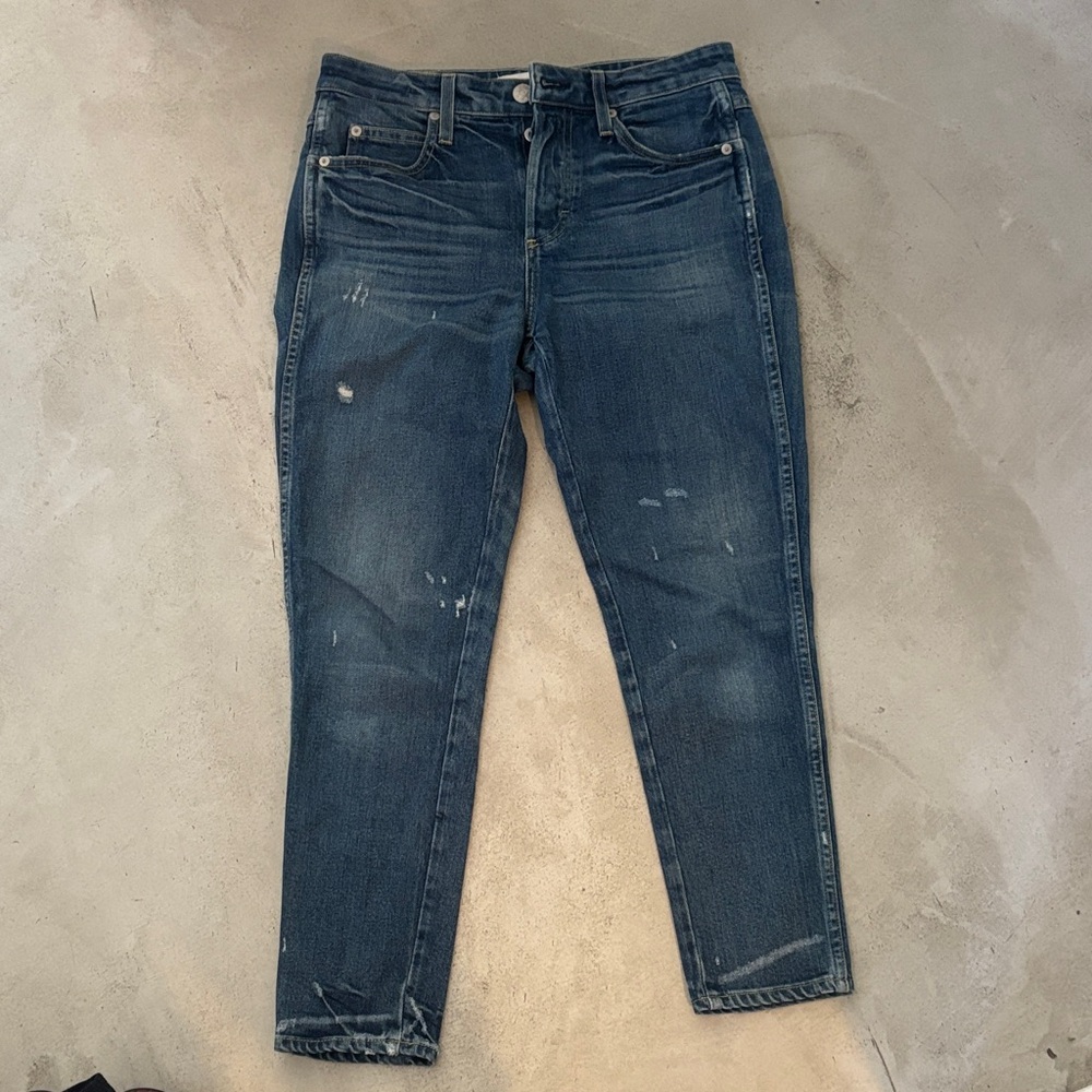 AMO Classic Blue Distressed Skinny Jeans